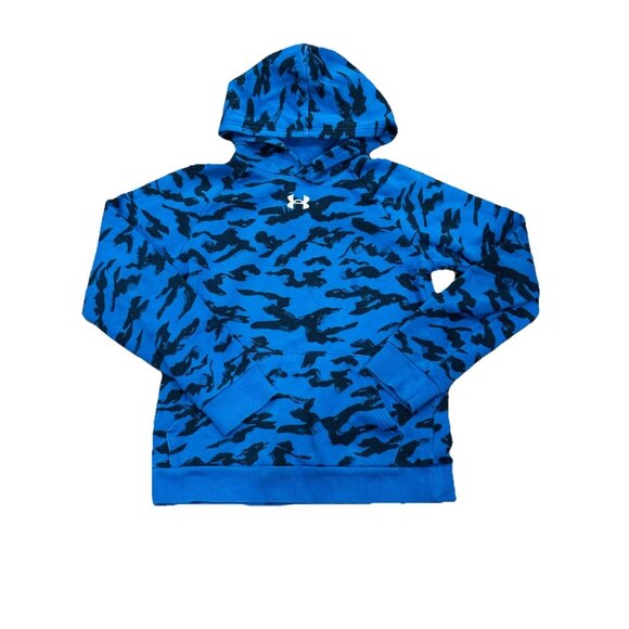 Under Armour Boys YL Blue/Black All Over Print Hooded Sweatshirt - Picture 1 of 4